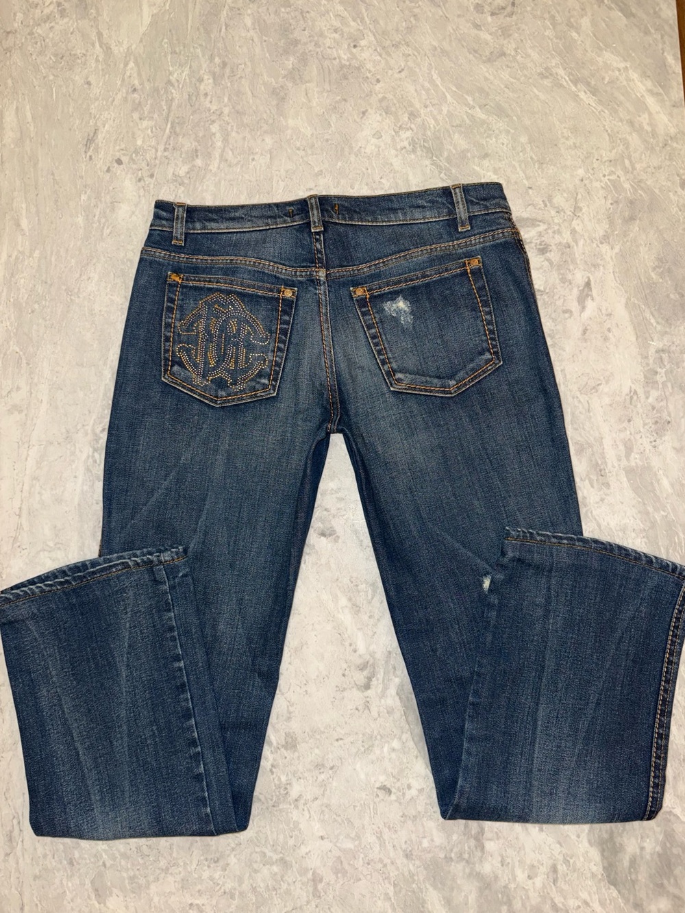 Roberto Cavalli Vintage Logo Embellished Distressed Jeans